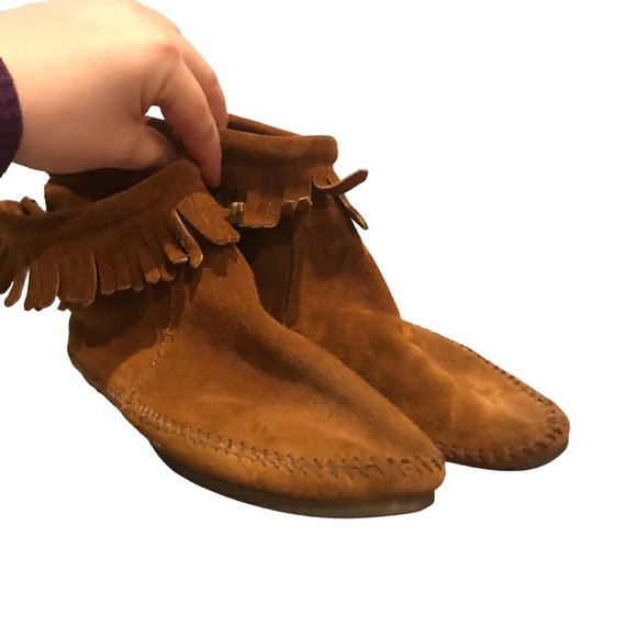 Vintage Shoes - Vintage Leather Fringe Boho Western Indie Moccasins Size 8